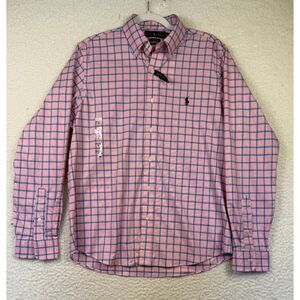 NWT Mens Polo Ralph Lauren Classic Fit Performance Untuckit Fit Pink Shirt M‎
